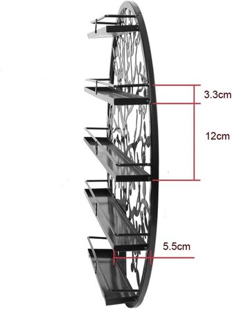 Рівневий металевий лак для нігтів Полиця для зберігання лаку для нігтів, лак для нігтів настінна полиця, органайзер для ефірних олій Полиця для ароматерапії Підставка для губної помади Вітрина для зберігання для жінок W Black, 5-