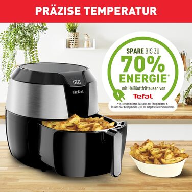 Аерофритюрниця Tefal Easy Fry XXL 5,6 л, EY701 XXL повітряний фритюр, 8 програм, нержавіюча сталь