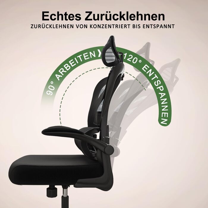 Офісний стілець Devoko, ергономічний стілець з поперековою підтримкою, регульовані підлокітники, комп'ютерний стілець, що регулюєт