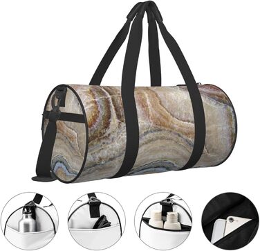 Сумка-реізеташ Onyx Stone, кругла, великої місткості, легка та міцна, ідеальний подарунок для походів, відпустки, ділових поїздок та іншого, камінь Onyx, блідо-блакитний колір, універсальний розмір