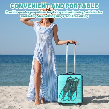 Ласти для плавання унісекс для дорослих, регульовані ласти для сноркелінгу з відкритою п&39ятою, короткі та нековзні ласти для дайвінгу, підводного плавання та плавання, блакитні, розмір S/M 36-41