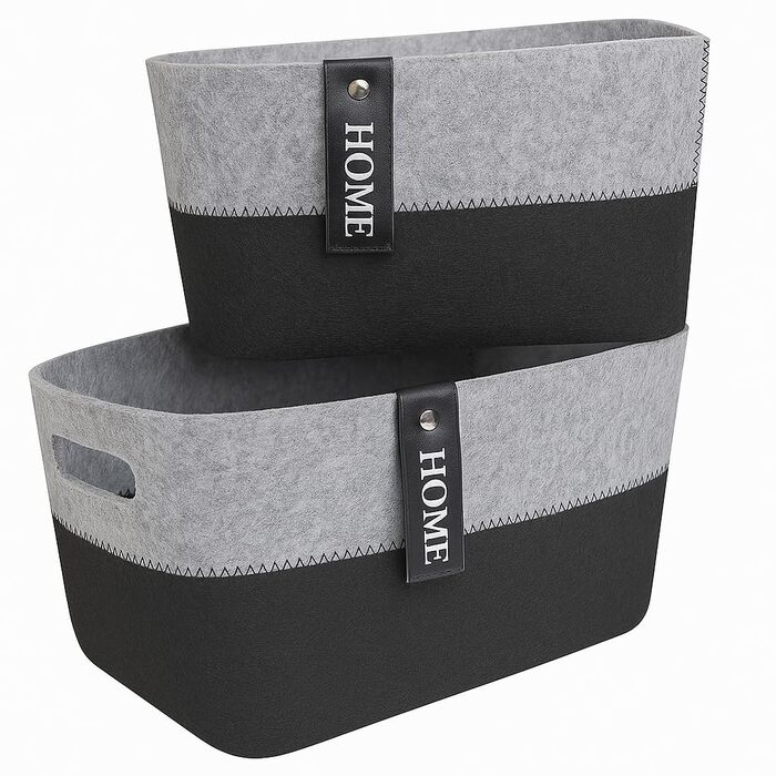 Набір із 2 фетрових кошиків Зберігання для вітальні, ванної кімнати та кухні Для косметики, іграшок тощо Міцний та універсальний