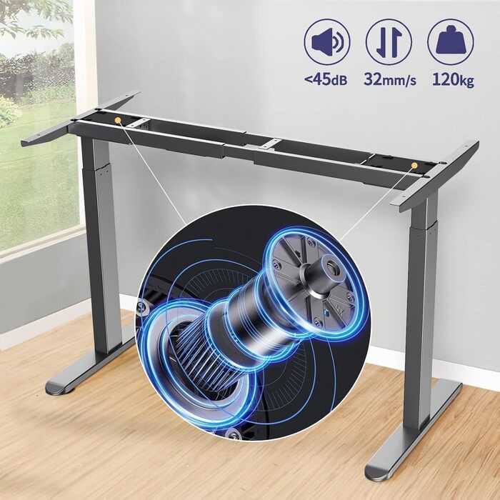 Каркас столу AIMEZO з регулюванням висоти та 2 двигунами, електричне регулювання висоти каркасу столу, захист від зіткнень та функція пам&39яті, сірий