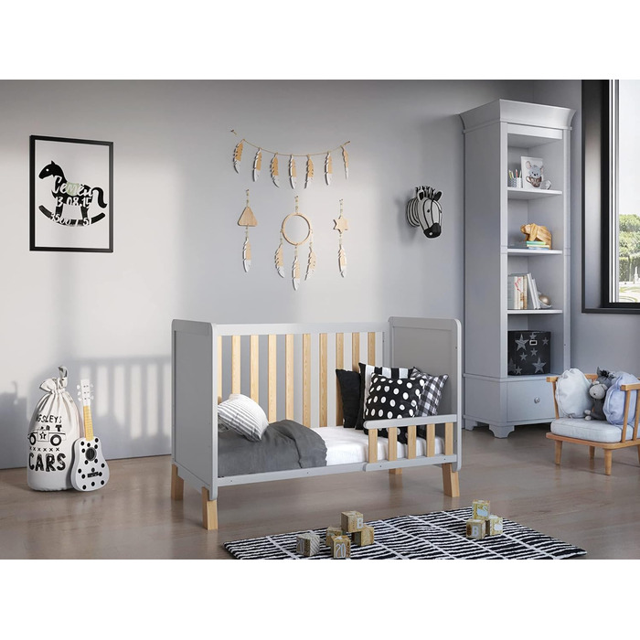 Дитяче ліжечко/спальне місце Love For Sleep 120x60 см з поролоновим матрацом Aloe Vera White-Pine Francis Дитяче ліжко Baby Bed Wood - Дитяче ліжко Дитяче ліжко, Розкладне ліжечко Дитяче ліжко White-Pine з матрацом