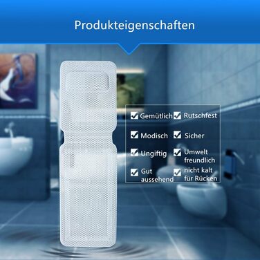 Килимок для ванни Mr.do з подушкою, білий, м&39який, нековзний, антибактеріальний, спінений ПВХ (14,2 x 49,2 дюйма)