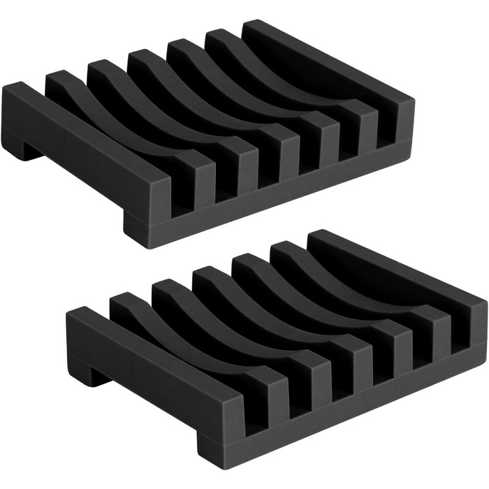 Довговічна силіконова мильниця Topsky 2 шт. з самозливним дизайном для кухні, душової, ванної кімнати (чорна) - зберігайте мило св