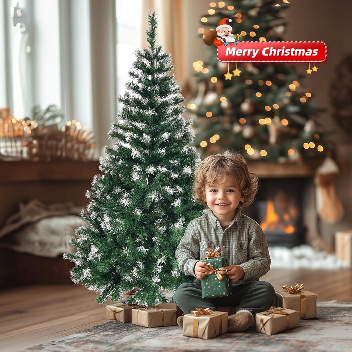 Реалістична штучна різдвяна ялинка зі сніговими верхівками 120 см RBFGYIOP