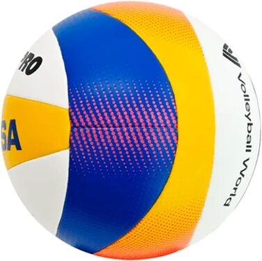 М'яч для пляжного волейболу Mikasa Beach Pro BV550C (FIVB Approved), Професійний, Розмір 5, 10 панелей, Водонепроникний, Синьо-біло-жовтий
