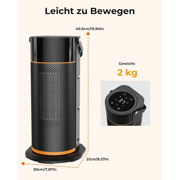 Енергозберігаючий вентилятор-обігрівач потужністю 2000 Вт, тихий керамічний швидкодіючий PTC-обігрівач з пультом дистанційного керування, таймером, функцією повороту на 70, світлодіодним дисплеєм для використання в офісі, спальні, ванній кімнаті, вдома, ч