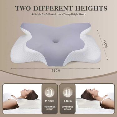 Подушка з піни з ефектом пам&39яті, ортопедична подушка для підтримки шиї, подушка для підтримки голови, ергономічна для тих, хто спить на боці, оптимальний комфорт при болю в шиї та плечах, сіра, 35,0 сантиметрів x 15,0 сантиметрів