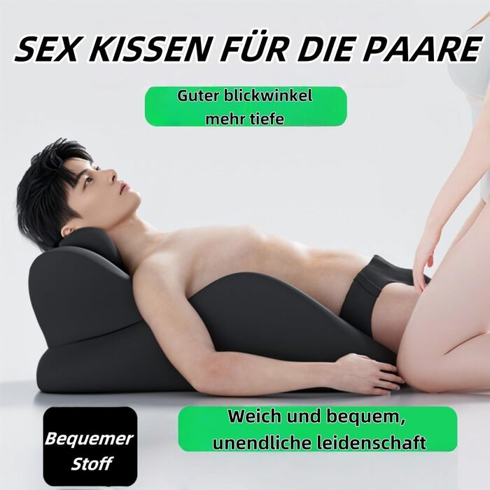 Подушка для пар, подушка Sweet Spot, кут нахилу 27 для ідеального положення, ергономічна підтримка постави для хребта та багатофункціональна подушка для ліжка, ідеально підходить для сидіння та лежання (чорна)