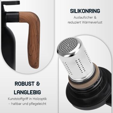 Термос VETIN з чаєм-інфузером 1,5 л, ізольована колба з двостінної нержавіючої сталі 316, термочайник з вставкою для інфузера, термокавник зберігає напої гарячими протягом 10 годин/холодними протягом 16 годин (без дисплея температури)