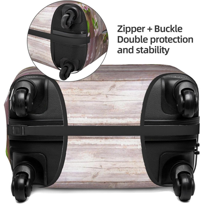 Чохол для валізи Весняні квіти з міцного поліестеру, захисний, еластичний, чорний, розмір 90 см