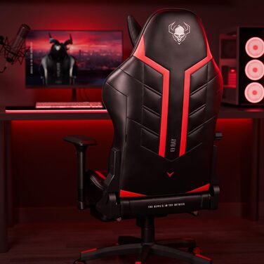 Геймерське крісло Diablo X-Ray, офісне крісло, геймерське крісло, письмове крісло, 4D підлокітники, ергономічний дизайн, штучна шкіра, перфороване, функція гойдання, чорно-червоне, розмір King (XL)