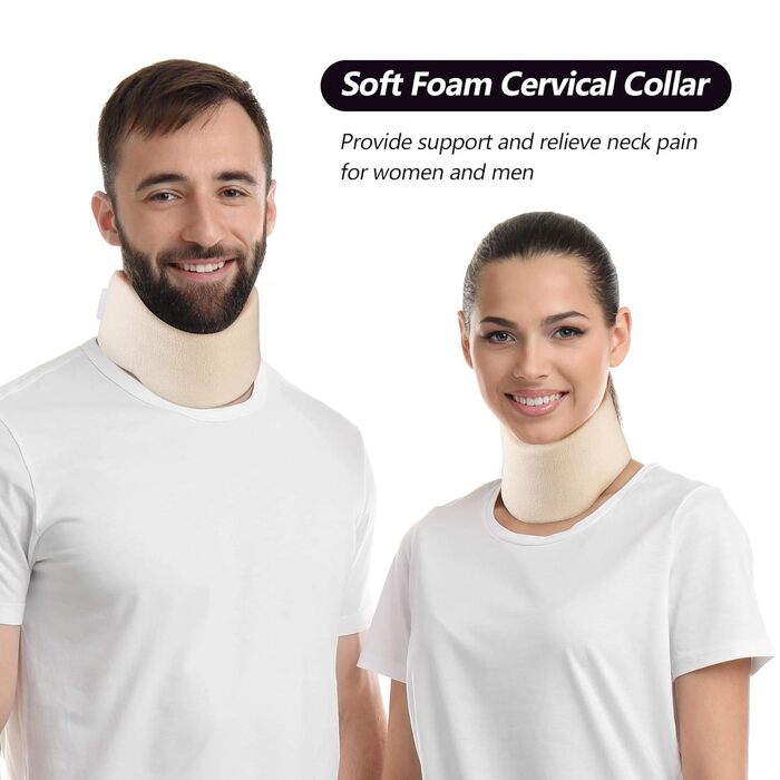 М&39який пінопластовий бандаж для шиї, універсальний бандаж для шиї, регульована підтримка шиї для сну полегшує біль у шиї (білий, глибина коміра 7,7 см, M) M (висота 7,7 см) білий