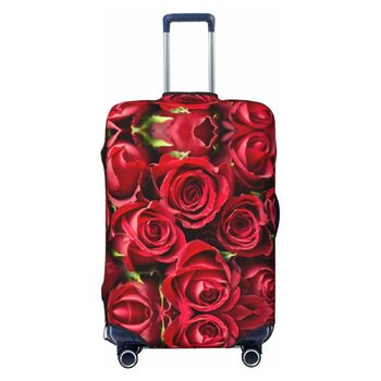 Чохол для валізи Червона троянда з принтом, еластичний захист від подряпин та пилу, чорний, розмір 90