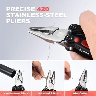 Мультиінструменти, 14 в 1 багатофункціональні плоскогубці з ліхтариком, консервний ніж, ножиці, кишеньковий інструмент з нейлоново