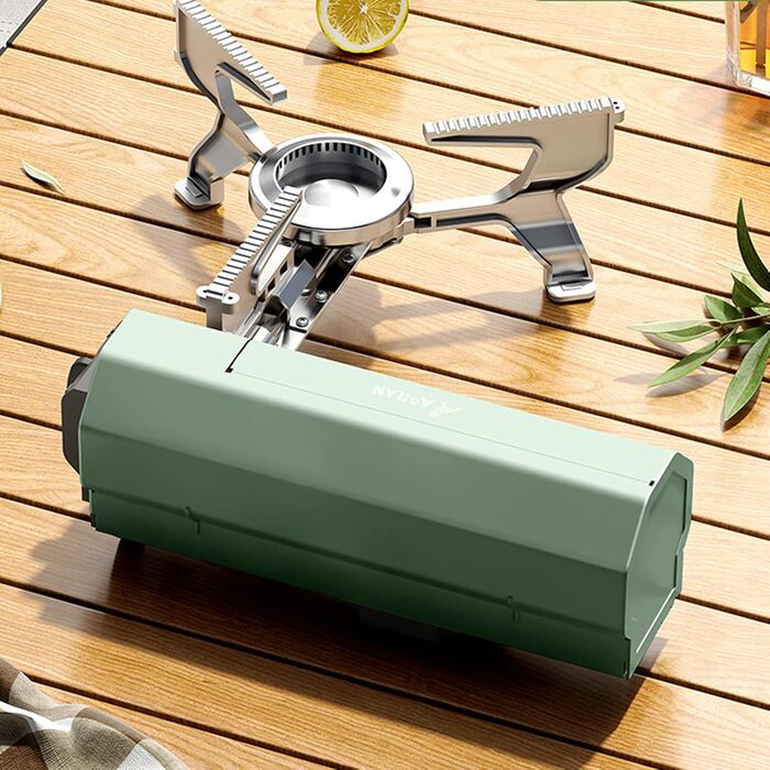 Кемпінгова плита SYFUNLV, портативна газова варильна поверхня з сумкою для перенесення, складна плита 27,5 * 10,5 см з газовим картриджем, кемпінгова плита 2,6 кВт з п'єзопідпалом, для кемпінгу, походів і вечірок (зелена)