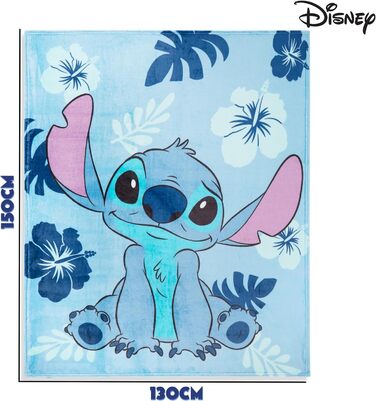 Флісова ковдра Disney Stitch 150x130см - Супер м'яка м'яка ковдра для дивана та ліжка - Затишна ковдра для дітей (світло-блакитний стібок)