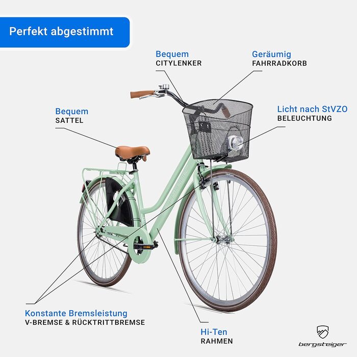 Дюймовий, 28-дюймовий жіночий велосипед, від 150 см, кошик, велосипедний ліхтар, жіночий міський велосипед з гальмом-ножкою, голландський велосипед у ретро-дизайні 28 дюймів чорного кольору, 26-