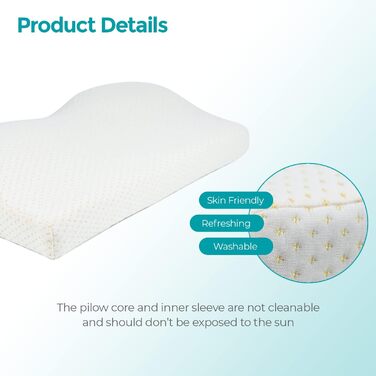 Подушка для шиї Edihome, подушка для зняття болю в шиї, 50 x 30 x 10 см, подушка для шиї з піни з ефектом пам&39яті, ортопедична подушка, ергономічна, з подвійним бавовняним чохлом, гіпоалергенна