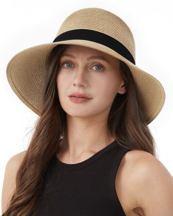Солом&39яний капелюх Zylioo S/M/L/XL/XXL для жінок, солом&39яний пляжний капелюх із широкими полями, літній капелюх із захистом від ультрафіолету, розмір S, широкі поля - хакі