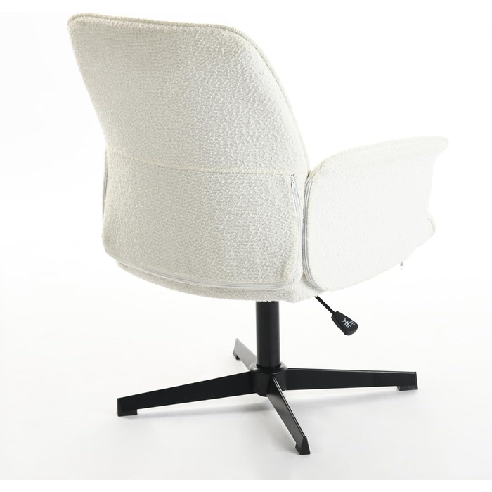 Офісне крісло Скандинавське ергономічне крісло, поворотне на 360, регульована висота, тканина букле, м&39яка тканина, біле, 66x63x82-94 см