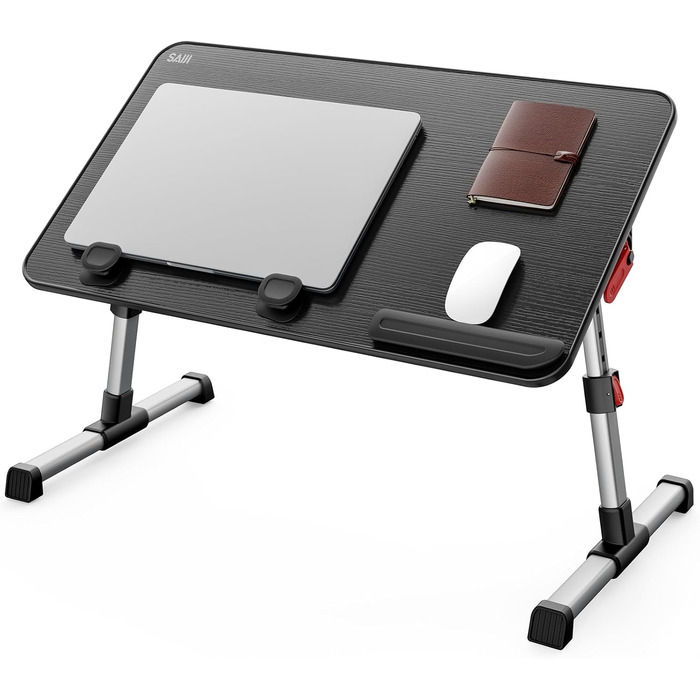 Приліжковий столик SAIJI з регульованою висотою та 4 регульованими кутами, складний накладний столик для дивана, кушетки, підлоги, роботи, навчання, читання, письма, їжі, підходить для ноутбука до 17 дюймів (60 * 33 см, чорний) чорний 23,6 * 13 дюймів