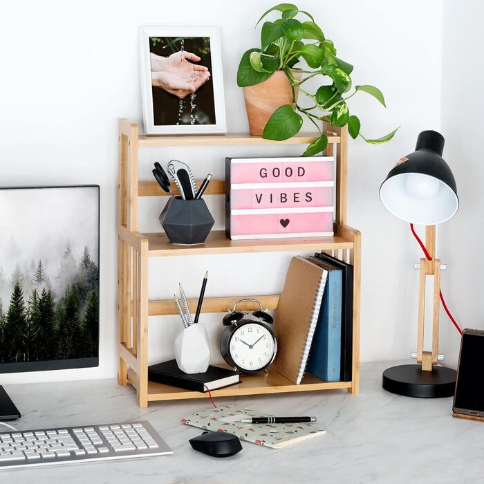 Рівнева бамбукова підставка для спецій Navaris - дерев&39яна кухонна полиця, шафка для спецій, універсальний органайзер для кухні, ванної кімнати, офісу, коричневий колір, 3-