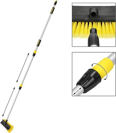 Німеччина Щітка для миття автомобілів з телескопічною ручкою, що висувається на 130-300 см, з вимикачем, м'яка щетина, алюмінієва