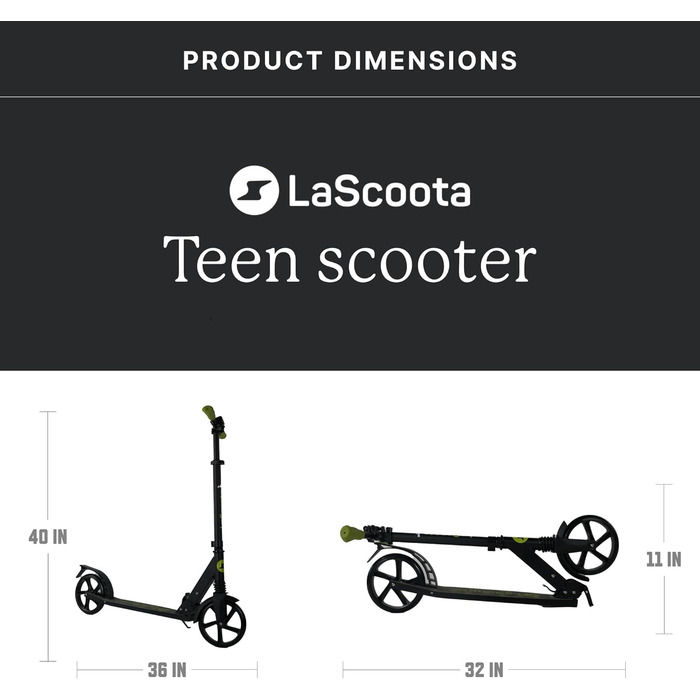 Самокат Lascoota для дітей від 8 років - самокат для дорослих - складний та регульований по висоті - передня підвіска плечовий рем