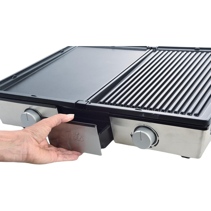 Електричний гриль - Гриль включаючи захист від бризок і 2 лопатки - Настільний гриль електричний - Нержавіюча сталь одинарна, 7951 -