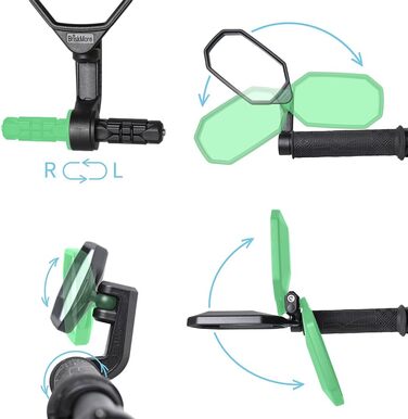 Велосипедні дзеркала BriskMore на торці керма, опукла скляна лінза високої чіткості для керма електровелосипеда, стійка до подряпин, безпечний задній вид, 1 пара велосипедних дзеркал BT-022 (праве та ліве) A срібна лінза 1 пара