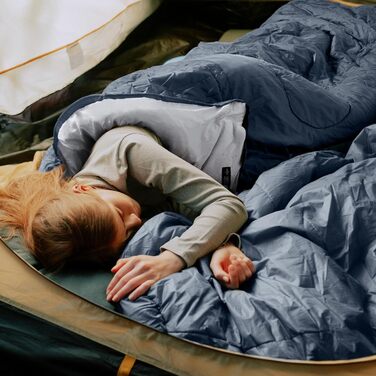 Спальний мішок Naturehike з капюшоном, спальний мішок-ковдра для кемпінгу, легкий та зручний, ідеально підходить для пригод на природі та подорожей, темно-синій-лівий (11C)