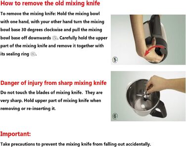 Ніж TM31 сумісний з кухонним комбайном з нержавіючої сталі Vorwerk Thermomix TM31 з ущільнювальним кільцем від Poweka