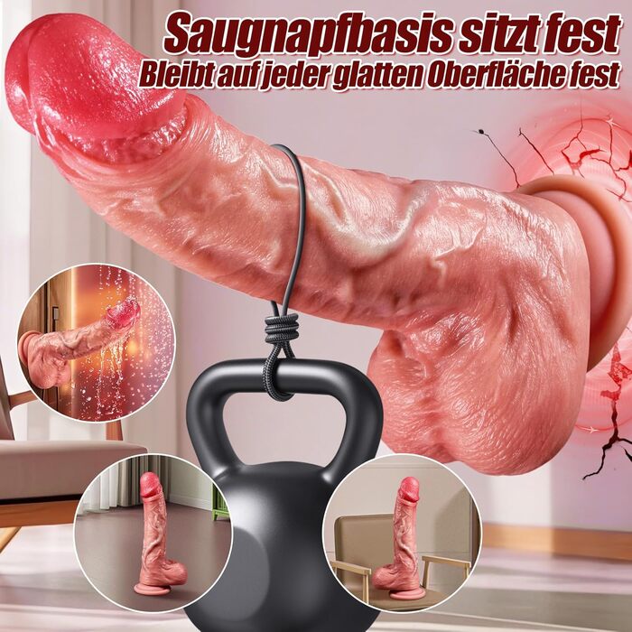 Реалістичний вібратор VTAON, 8 режимів поштовхів, 10 режимів вібрації та нагрівання, з присоском і пультом