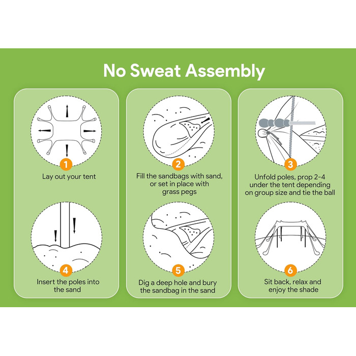 Пляжний намет-тюфтенок Osoeri 3.0 x 3.0 м, кемпінговий пляжний тент UPF50 з лопатками для піску, кілочками для землі та стійками, зовнішній тент для кемпінгу, риболовлі, розваг на задньому дворі або пікніків, темно-синій
