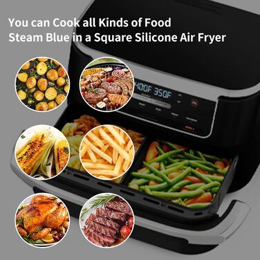 Силіконові вставки Аксесуари для фритюрниці 10.4L Ninja AF500EU AF500EUCP, силіконова форма для аксесуарів для фритюрниці (сірий-2 шт. и 5.2 л ука 10.4 л) чорний 2 шт. и 5,2 л ука 10,4 л