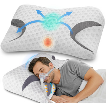 Подушка з піни з ефектом пам&39яті CPAP для сну на боці, подушка для сну з апное, ортопедична подушка для підтримки шиї, полегшує біль у шиї для сну на боці, білий 01-стандарт (22,83&39*14,96&39*3,74&39)