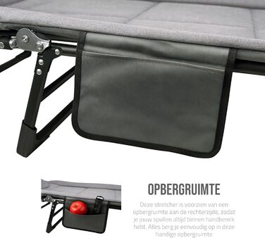 Складане розкладне ліжко для кемпінгу Регульоване розкладне ліжко з 5-позиційною спинкою, 4 міцними складними ніжками, бічною кишенею, мяким підголівником Компактне та зручне 1956527 см