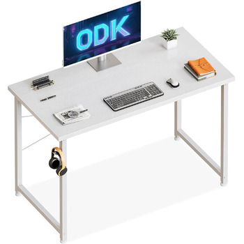 Маленький письмовий стіл, 10048 см Комп&39ютерний стіл Офісний стіл з тримачем для навушників, Маленький білий стіл для домашнього офісу, Дерев&39яний ПК-стіл, Офісний стіл для дому, Білий 10048 см