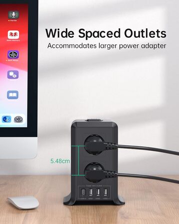 Розетка з вимикачем на кілька розеток, подовжувач Sameriver 8 відсіків з 4 USB, захист від перенапруги з декількома вилками, подов