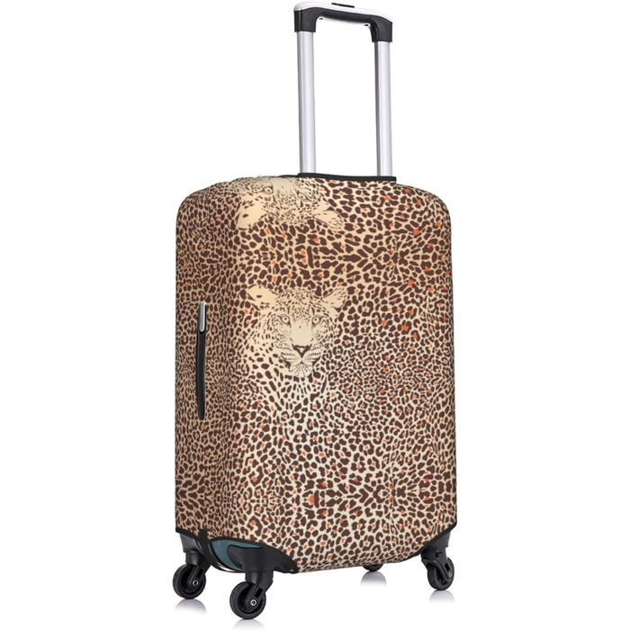 Чохол для валізи Леопардовий принт, міцний захист для багажу, підходить для валіз розміром 45.7 - 81.3 см, розмір XL, Чорний, X-Large