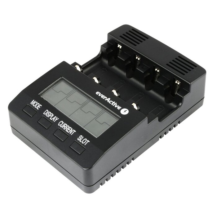 Зарядний пристрій everActive для 4 батарейок типу AAA, професійний та швидкий, РК-дисплей, тест ємності, тест внутрішнього опору, модель NC-3000