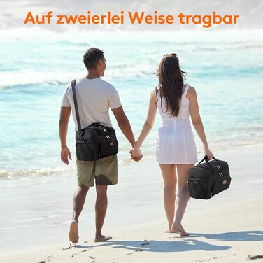 Велика сумка-холодильник Lifewit 23 л 32 банки, складна сумка-холодильник, ізольована сумка для обіду, легка, портативна сумка-холодильник, двошарова для пікніка, пляжу, роботи, подорожей, чорна