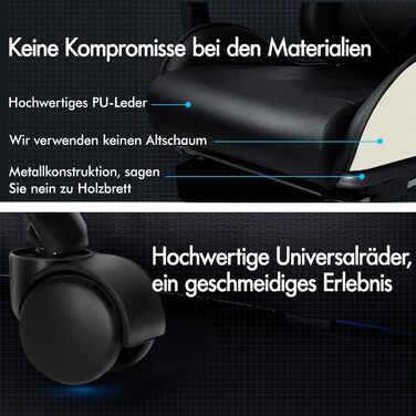 Крісло для відеоігор ALFORDSON, ергономічне офісне крісло, масажне гоночне крісло, висувна підставка для ніг, шкіра штучна, регулювання висоти та нахилу, вантажопідйомність 180 кг, чорний колір Vogler - чорний