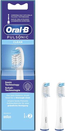 Електрична звукова зубна щітка/електрична зубна щітка Oral-B Pulsonic Slim Clean 2900, подвійна упаковка з 2 щітками, 2 режими чищення, сіра/біла щітка та щітки Pulsonic Clean, 2 шт. и