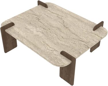 Травертин Коричневий Журнальний столик, Сучасний диванний столик, Дерев&39яний стіл для вітальні з полицями та місцем для зберігання з дверцятами, Дизайн 93335 Бежевий, 17 Brilliance