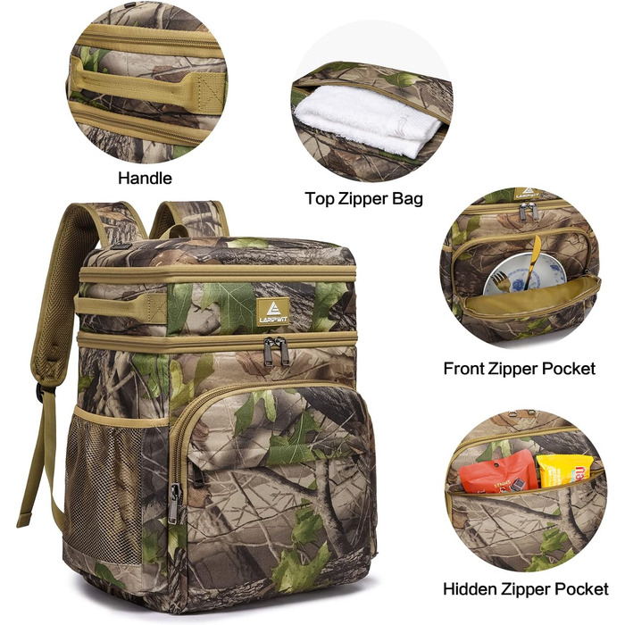 Рюкзак Великий утеплений камуфляж із охолоджувальним відділенням для чоловіків і жінок - Ідеальний пікнік Подорож Кемпінг Тактичний пляж, 54 Cans Thermal Cooler Bag