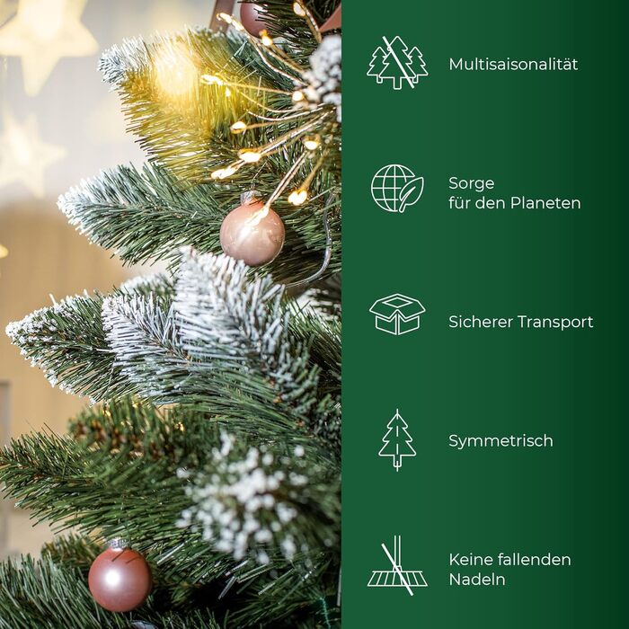 Штучна ялинка зі срібними кульками та інеєм 180 см KADAX